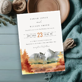 Fall Rust Orange Mountain Trees Foliage Hochzeit Einladung