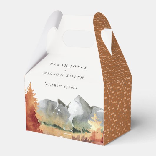 Fall Rust Orange Mountain Trees Foliage Hochzeit Geschenkschachtel (Vorderseite)
