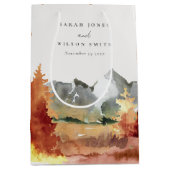Fall Rust Orange Mountain Trees Foliage Hochzeit Mittlere Geschenktüte (Vorderseite)