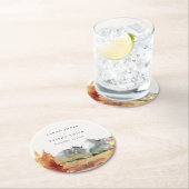 Fall Rust Orange Mountain Trees Foliage Hochzeit Runder Pappuntersetzer (Vor Ort)