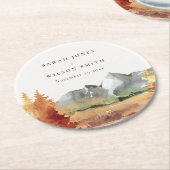 Fall Rust Orange Mountain Trees Foliage Hochzeit Runder Pappuntersetzer (Angewinkelt)