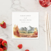 Fall Rust Orange Mountain Trees Foliage Hochzeit Serviette (Beispiel)