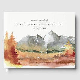 Fall Rust Orange Mountain Trees Foliage Wedding  Gästebuch