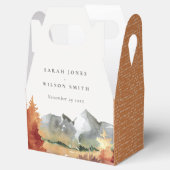 Fall Rust Orange Mountain Trees Foliage Wedding Geschenkschachtel (Geöffnet)