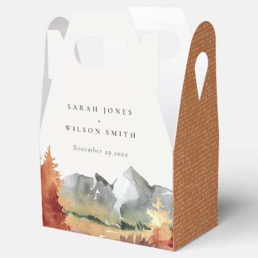 Fall Rust Orange Mountain Trees Foliage Wedding Geschenkschachtel (Geöffnet)
