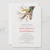Fall Rustic Boho Feathers Vines Wedding | Einladung (Vorderseite)