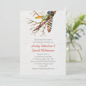 Fall Rustic Boho Feathers Vines Wedding | Einladung (Stehend Vorderseite)