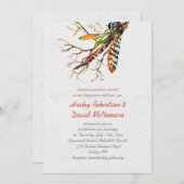 Fall Rustic Boho Feathers Vines Wedding | Einladung (Vorne/Hinten)
