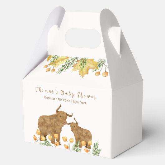 Fall Rustic Boho Highland Cow Baby Showdusche Geschenkschachtel (Vorderseite)