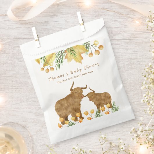 Fall Rustic Boho Highland Cow Baby Showdusche Geschenktütchen (Ausgeschnitten)