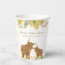 Fall Rustic Boho Highland Cow Baby Showdusche Pappbecher