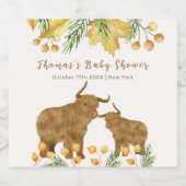 Fall Rustic Boho Highland Cow Baby Showdusche Schaumweinetikett (Einzelnes Label)