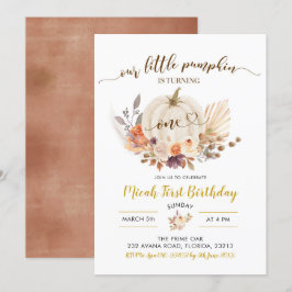 Fall Rustic Boho Pumpkin Erster Geburtstag Einladu Einladung
