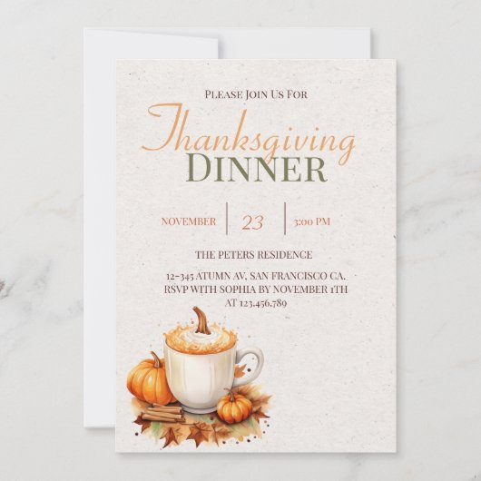 Fall Rustic Boho Pumpkin Gewürz Erntedank Dinner Einladung (Vorderseite)
