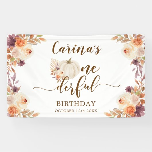 Fall Rustic Boho Pumpkin Onederday Banner (Horizontal)