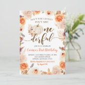 Fall Rustic Boho Pumpkin Onederday Invita Einladung (Stehend Vorderseite)