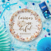 Fall Rustic Boho Pumpkin Onederful Paper Plate Pappteller (Party)