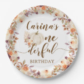 Fall Rustic Boho Pumpkin Onederful Paper Plate Pappteller (Vorderseite)