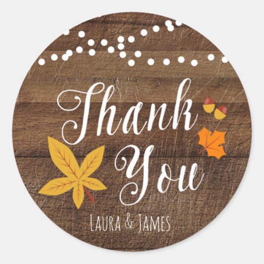 Fall Rustic Danke Stickers (Vorderseite)
