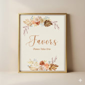 Fall Rustic Favors Please Take One Bridal Shower Poster