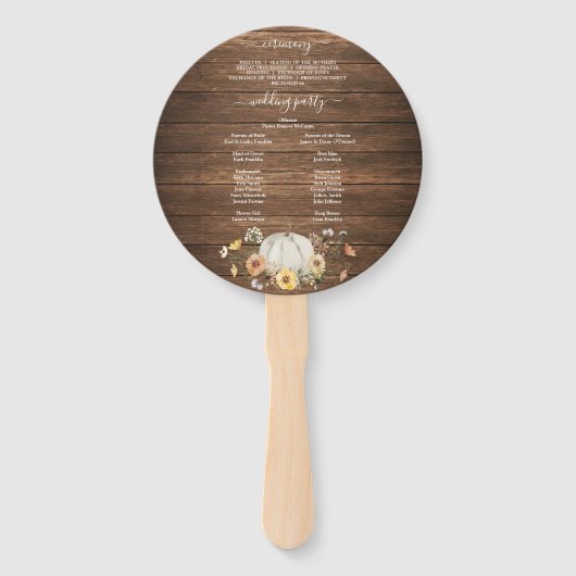 Fall Rustic Floral Harvest Pumpkin Wedding Program Fächer (Rückseite)