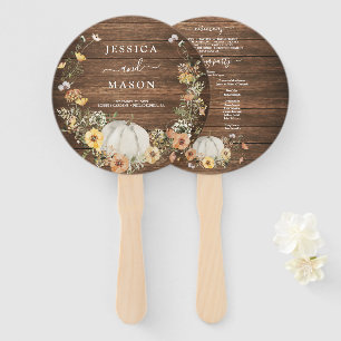 Fall Rustic Floral Harvest Pumpkin Wedding Program Fächer