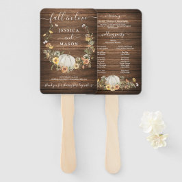 Fall Rustic Floral Harvest Pumpkin Wedding Program Fächer
