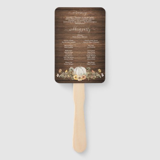 Fall Rustic Floral Harvest Pumpkin Wedding Program Fächer (Rückseite)