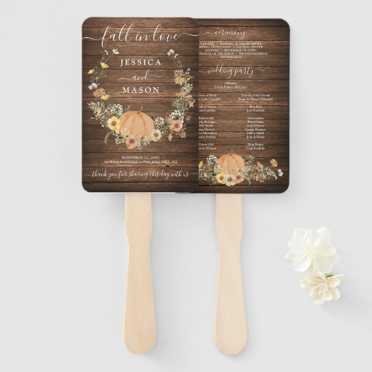 Fall Rustic Floral Harvest Pumpkin Wedding Program Fächer (Vorne und Hinten)