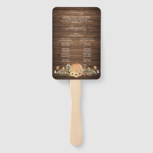 Fall Rustic Floral Harvest Pumpkin Wedding Program Fächer (Rückseite)