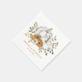 Fall Rustic Floral Pumpkin Wedding Napkins Serviette (Ecke)