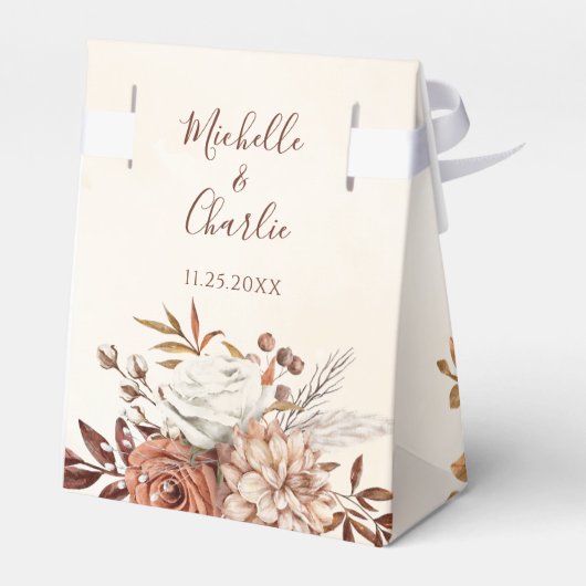 Fall Rustic Floral Wedding Favor Box Geschenkschachtel (Rückseite)