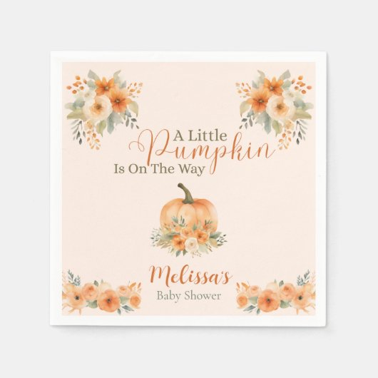 Fall Rustic Orange Pumpkin Baby Shower Serviette (Vorderseite)
