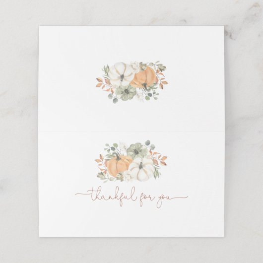 Fall Rustic Pumpkin Erntedank Platzkarte (Außenseite Aufgefaltet)