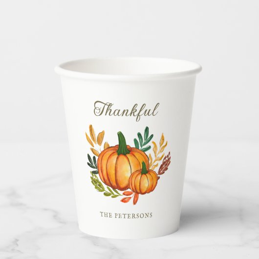 Fall Rustic Pumpkin Thanksgiving Dinner Pappbecher (Vorderseite)