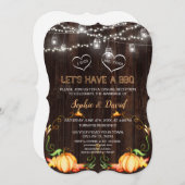 Fall Rustic Pumpkins String Lights Wood ich mache  Einladung (Vorne/Hinten)