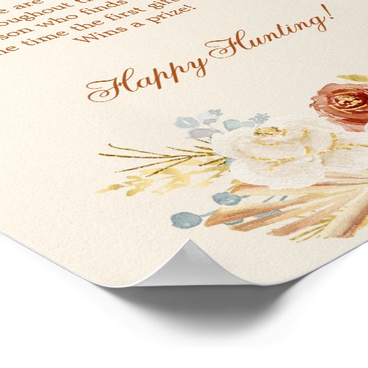 Fall Rustic Ring Hunt Bridal Shower Game Poster (Ecke)