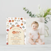 Fall Rustic Sweet One BIrthay Party Foto Einladung (Stehend Vorderseite)