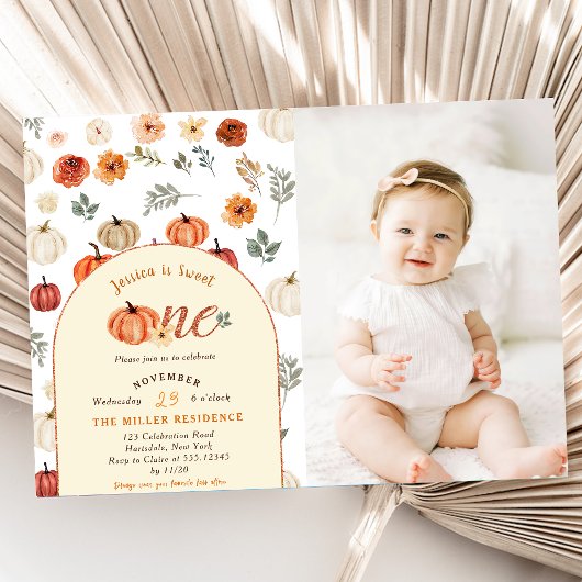 Fall Rustic Sweet One BIrthay Party Foto Einladung