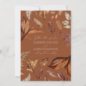 Fall Rustic & Terracotta Blätter Boho Wedding Einladung (Vorderseite)