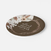 Fall Rustic White Floral Script Bridal Shower Pappteller (Schrägansicht)