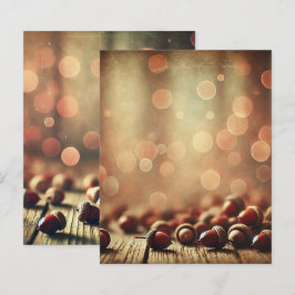 Fall Rustic Wood & Acorns Bokeh Scrapbook Paper