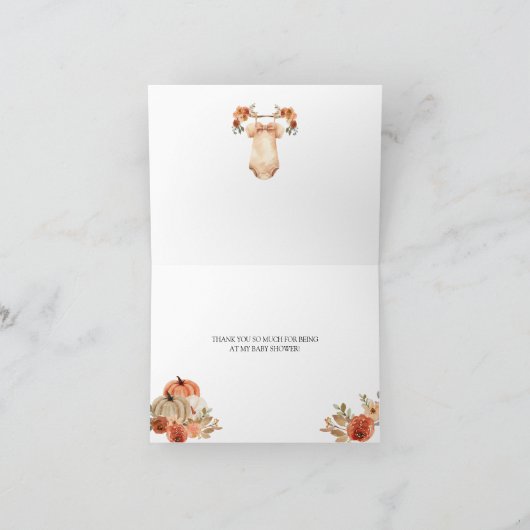 Fall Rustikale Baby-Kleidung Baby-Dusche geklappt Dankeskarte (Innenseite)