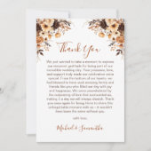 Fall Rustikale Braun und Elfenbeinküste Rose Hochz Dankeskarte (Vorderseite)