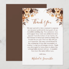 Fall Rustikale Braun und Elfenbeinküste Rose Hochz Dankeskarte