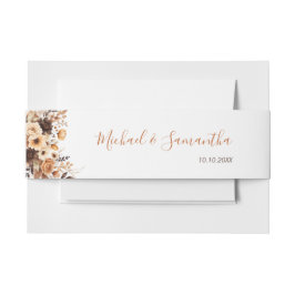 Fall Rustikale Braun und Elfenbeinküste Rose Hochz Einladungsbanderole