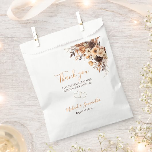 Fall Rustikale Braun und Elfenbeinküste Rose Hochz Geschenktütchen (Ausgeschnitten)