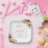 Fall Rustikale Braun und Elfenbeinküste Rose Hochz Pappteller (Party)