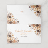 Fall Rustikale Braun und Elfenbeinküste Rose Hochz Platzkarte (Außenseite Aufgefaltet)