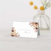 Fall Rustikale Braun und Elfenbeinküste Rose Hochz Platzkarte (Rückseite)